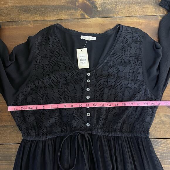 Aveology Tisha Embroidered Lace Black Maxi Dress Boho Gothic Women's Size 18 NWT - Picture 12 of 13